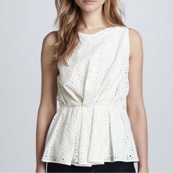 Halston Heritage Tops - Halston Heritage Tank Top Eyelet Peplum Pleated 8